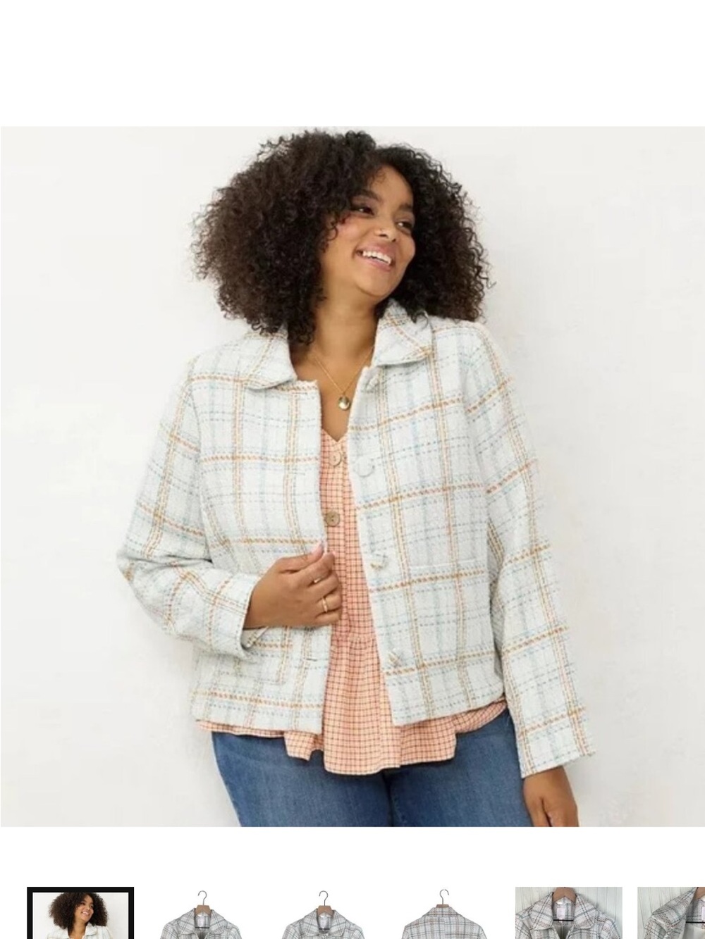 LC Lauren Conrad Plaid Tweed Blazer PXL
